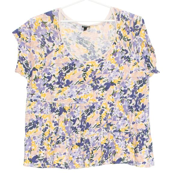 Torrid Top Babydoll Slub Cottage Light Academia Boho Soft Girl Floral Size 3 3X - Picture 1 of 5